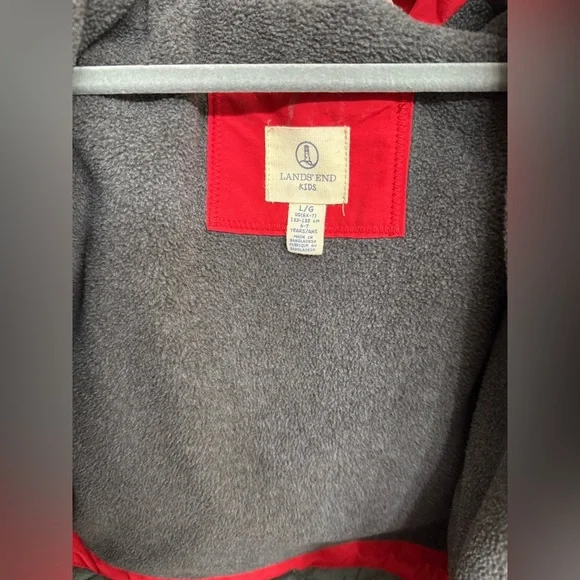 Lands' End Kids Red and Gray Fleece Jacket Squall - Picture 3 of 7